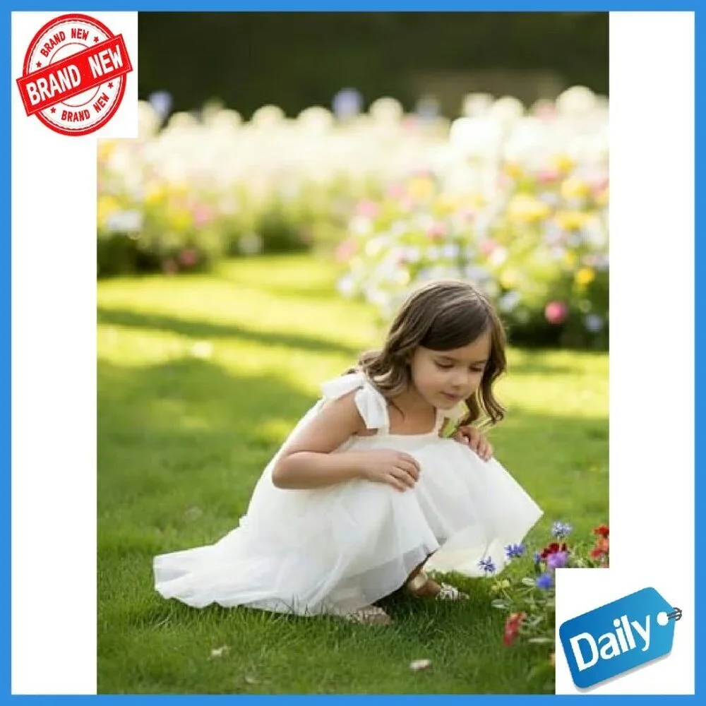 Baby Girls Tutu Dress with Bow Shoulder Strap Tulle Formal Gown